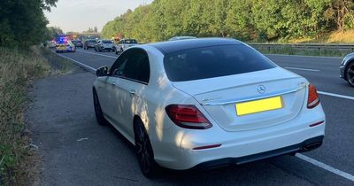 Mercedes driver on way to airport used M1 hard shoulder after crash closed road