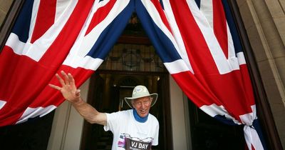 Cancer charity founder leads epic 24-mile VJ Day memorial walk in honour of the late local hero and WW2 veteran Len Gibson