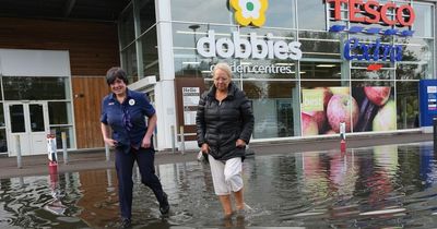 Scots cinema and Tesco closed by flooding after roofs burst due to thunderstorm