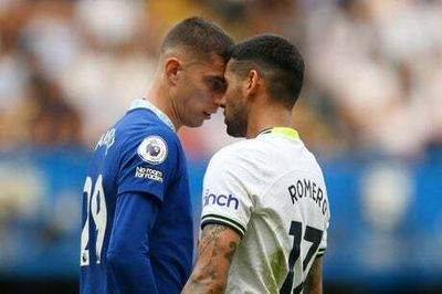 Cristian Romero celebrates in Reece James’ face as Tottenham snatch fiery draw from Chelsea