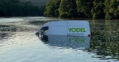 Swimmer finds Yodel delivery van submerged in high tide - with driver waiting nearby