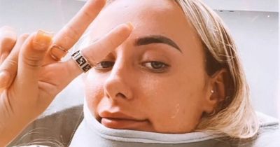 Love Island's Millie Court uses make-shift neck brace after 'excruciating whiplash'