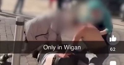 "Only in Wigan": Pie shop worker splits up town centre fight in dramatic TikTok video