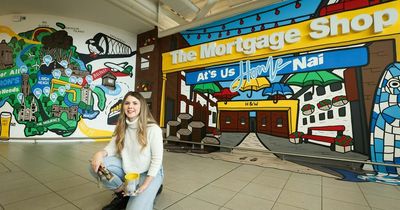 Artist creates colourful NI-themed mural to welcome people at Belfast City Airport