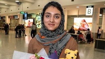 Afghanistan's Olympic flag-bearer, Kimiya Yousofi, arrives in Australia one year after the fall of Kabul
