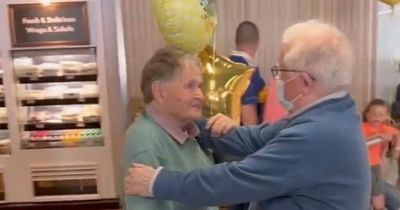 Moment elderly brothers enjoy warm hug after being reunited after 40 years apart