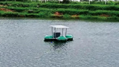 A first for Ghaziabad: Floating water purifier sets sail in a pond