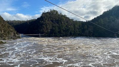 Launceston's Cataract Gorge floods again, as more heavy rains predicted for Tasmania