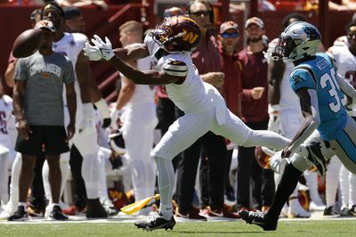 WATCH: Carson Wentz connects with Jahan Dotson on beautiful throw and catch