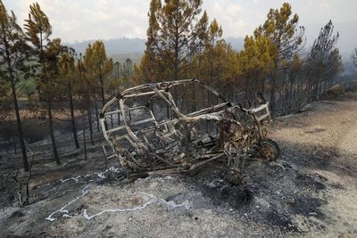 At least 10 injured after fleeing train near huge wildfire in Spain