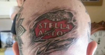 Man gets huge Stella Artois tattoo on back of his head after refusing to shirk a dare