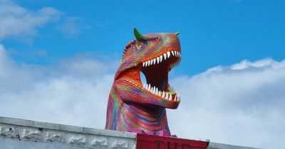 Scots presenter shocked to discover psychedelic dinosaur head towering over Cullen shops