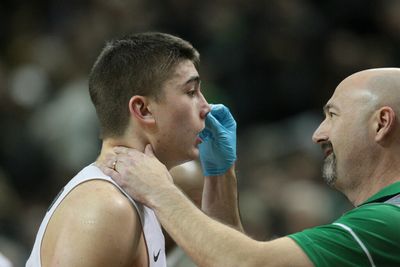 Payton Pritchard seen getting buckets in offseason run despite apparent broken nose