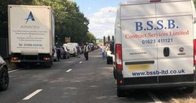 Biker taken to hospital with 'potentially life-threatening' injuries after A52 crash