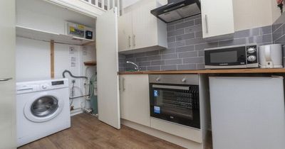 London studio flat so small washing machine sits under bed - but costs £975 a month
