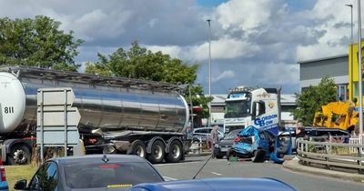 Edinburgh crash sees car smashed up following collision with lorry on busy road