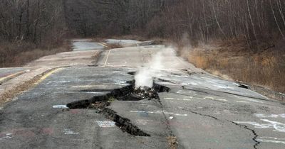 Deserted town where an underground fire has been burning for more than 60 years