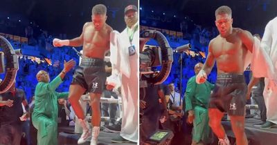 Anthony Joshua told his dad to "get off" as he stormed out of ring after defeat