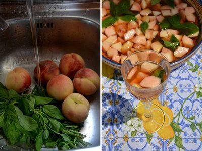Rachel Roddy’s recipe for peaches and basil in wine