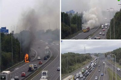 Motorway restricted as bus bursts into flames in Glasgow