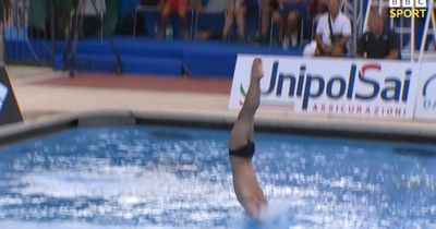 Diver suffers two crash landings with ‘hammering’ belly flops at European Championships