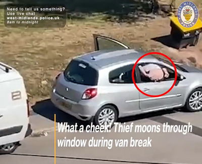 Video of ‘mooning’ crook issued as cops hunt for tool theft gang