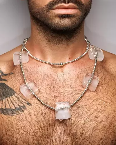 This ice cube necklace warns water is becoming a luxury