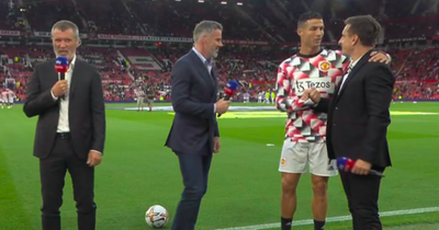 Cristiano Ronaldo in on air Manchester United reunion with Roy Keane and Gary Neville as he crashes Liverpool pre match