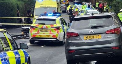 Two men taken to hospital after serious smash involving off-road bikes and car