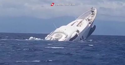 Moment superyacht sinks off Italian coast as coastguard rushes to save passengers