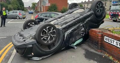 Car flips onto roof in Heywood crash