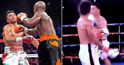 Boxer KO'd with "dirty" punch which reminds fans of Floyd Mayweather stoppage