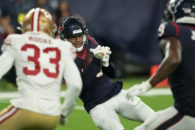 WATCH: Texans QB Davis Mills throws touchdown pass to WR Chris Moore against the 49ers