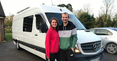 Couple sell two-bed house and quit jobs to live out of van with loo under the sofa