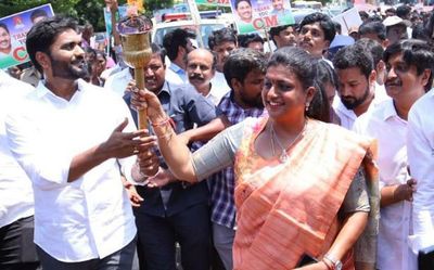 Roja lays stone for indoor, cricket stadiums in Rajamahendravaram