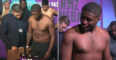 KSI opponent Swarmz looks flabby as rapper weighs in 20lb heavier than rival