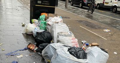 Litter strewn streets in Glasgow City Centre as cleansing workers go on strike