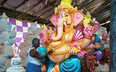Ganesh idols getting final touches