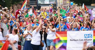 Huge applause as NHS and ambulance workers take to the Manchester Pride parade