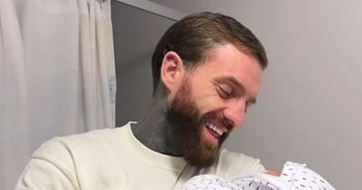 Geordie Shore's Aaron Chalmers poses with newborn son who faces a tough year of surgery