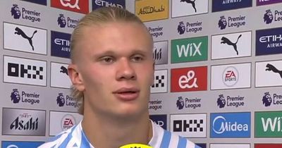 Erling Haaland reacts after first Man City hat-trick in comeback vs Crystal Palace