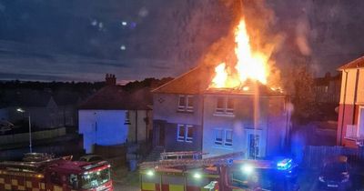 Roof destroyed after huge blaze rips through Scots house as fire crews remain at scene