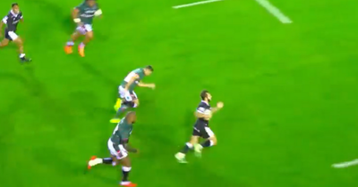 Son of a Wales fly-half shows dazzling footwork and leaves defenders in his wake to set up stunning try in England