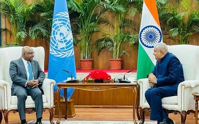 UNGA president Abdulla Shahid meets Vice President Dhankhar