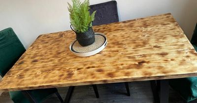 Mum shares how she made her own dining table for £120 using scaffold boards