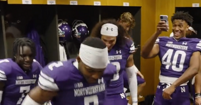 Northwestern player celebrates win over Nebraska with his best Riverdance impression