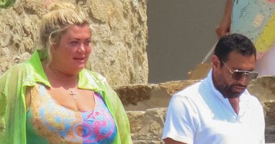 Gemma Collins stuns in bright swimsuit as fiancé Rami wears his underwear in Mykonos