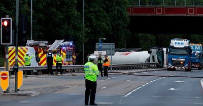 Driver pulled through sunroof of overturned tanker after medical emergency