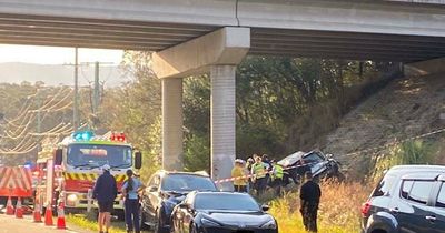 Emergency services respond to car driving off M1 bridge at Cooranbong