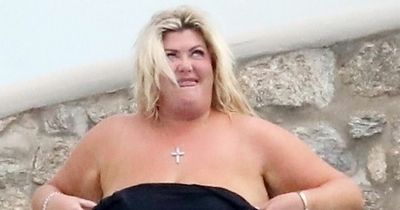 Gemma Collins struggles with strapless swimsuit as she relaxes on romantic Greek holiday